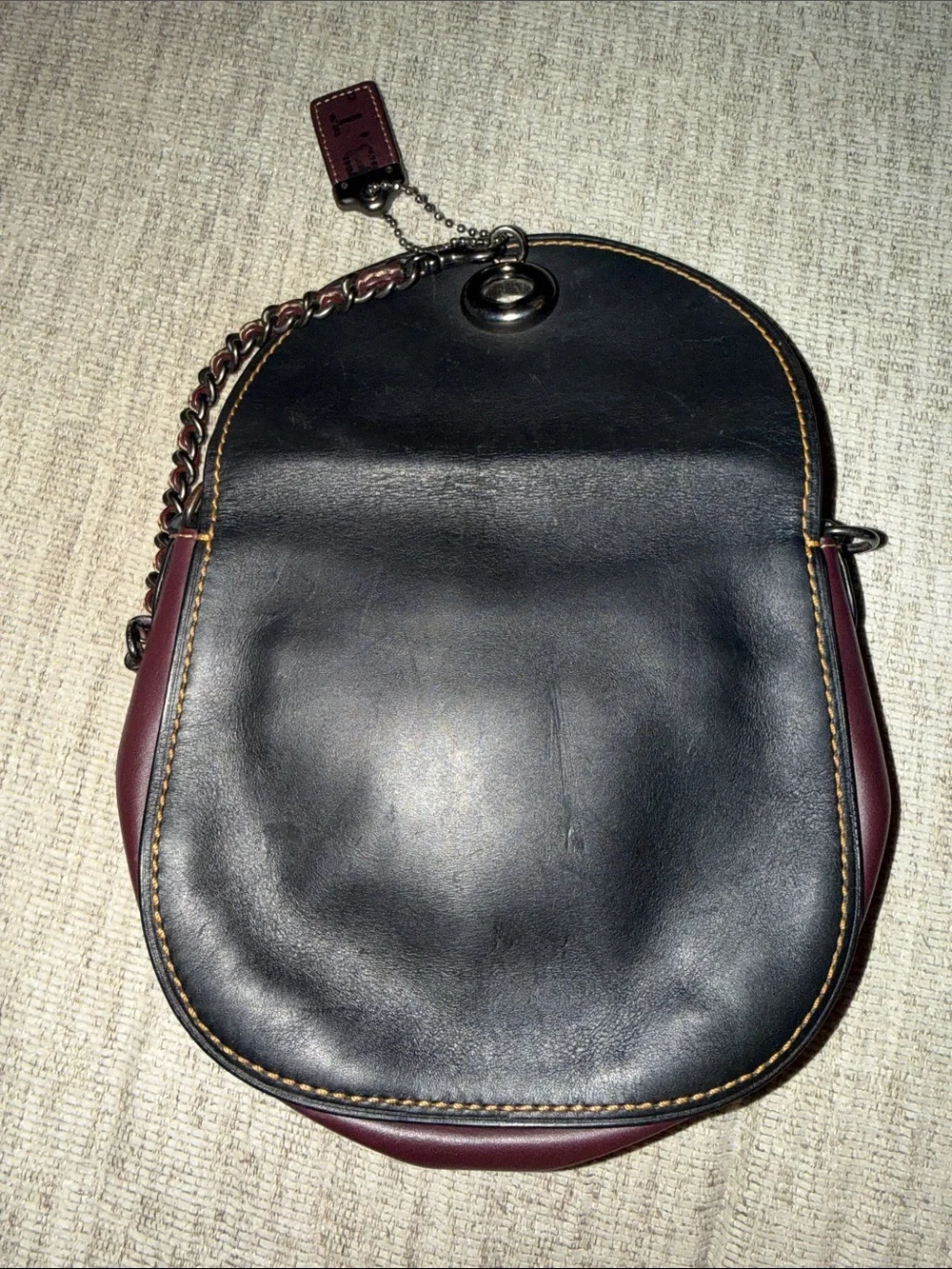 Coach Colorblock Suede & Leather Turn lock saddlebag  without strap